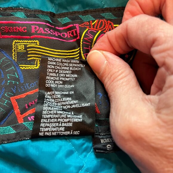 Skiing Passport Innsbruck Vintage Teal Snow Skiing or Boarding Jacket Small - Picture 4 of 12